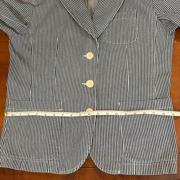 Jones New York Sport blue & white striped denim jacket 100% cotton. 3 pockets. L - Picture 10 of 13